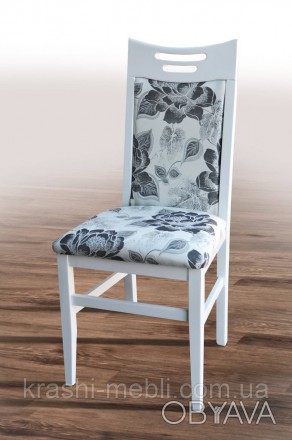 Обідній стілець із масиву бука, сидіння і спинка оббиті тканиною з візерунком аб. . фото 1