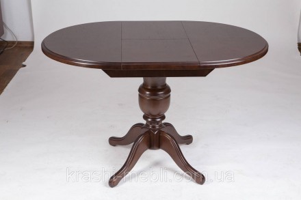 Розкладний обідній стіл із круглою стільницею, основа та ніжки з масиву вільхи, . . фото 3