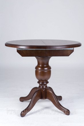 Розкладний обідній стіл із круглою стільницею, основа та ніжки з масиву вільхи, . . фото 2