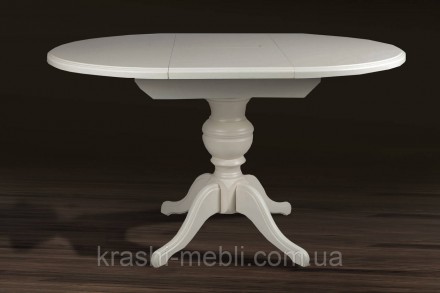 Розкладний обідній стіл із круглою стільницею, основа та ніжки з масиву вільхи, . . фото 3