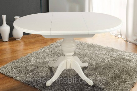 Розкладний обідній стіл із круглою стільницею, основа та ніжки з масиву вільхи, . . фото 8