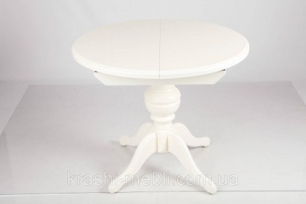 Розкладний обідній стіл із круглою стільницею, основа та ніжки з масиву вільхи, . . фото 4