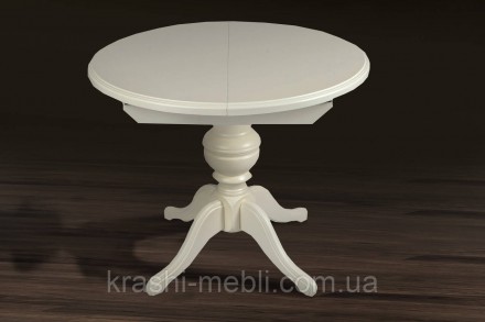 Розкладний обідній стіл із круглою стільницею, основа та ніжки з масиву вільхи, . . фото 2