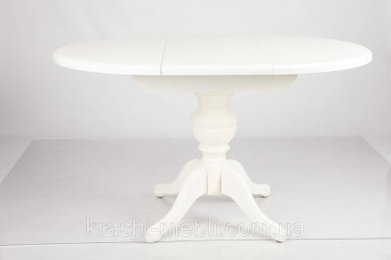 Розкладний обідній стіл із круглою стільницею, основа та ніжки з масиву вільхи, . . фото 6