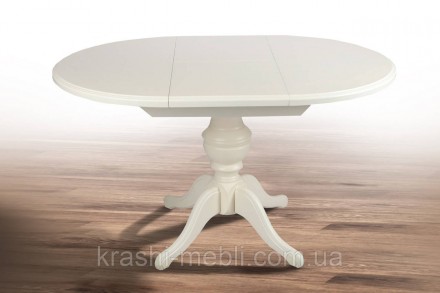 Розкладний обідній стіл із круглою стільницею, основа та ніжки з масиву вільхи, . . фото 7