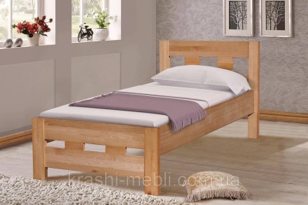 Ліжко двоспальне Спейс, виготовлене з масиву бука, укомплектоване дерев'яними ла. . фото 3