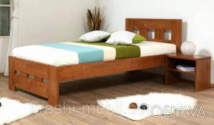 Кровать двуспальная Спейс, изготовлена из массива бука, укомплектована деревянны. . фото 1