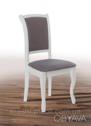 Обеденный деревянный стул с полумягким сидением и спинкой, обитыми тканью.
Поста. . фото 1