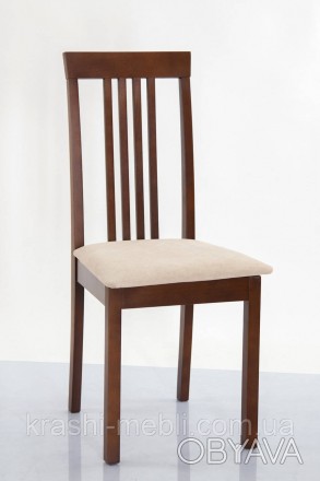Деревянный обеденный кухонный стул с мягким сидением, обитым тканью.
Поставляетс. . фото 1