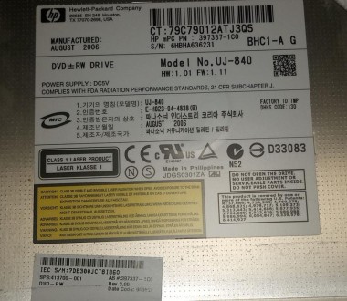 DWD-RW привод з ноутбука HP Compaq NX6310 UJ-840 413700-001

Стан гарний. Без . . фото 4
