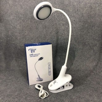 Світильник лампа настільна акумуляторна на гнучкій ніжці та прищіпці Tedlux TL-1. . фото 2