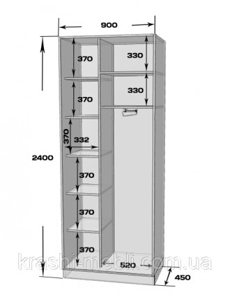 Этот шкаф имеет стандартные для корпусного шкафа-купе элементы: верх, дно, боков. . фото 3