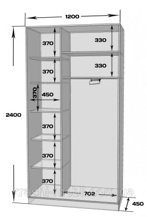 Ця шафа має стандартні для корпусної шафи-купе елементи: верх, дно, бічні стіни . . фото 3