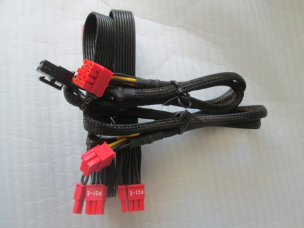 Модульний кабель PCI-E. 8pin на 8 (6 + 2). Плаский 50 см, круглий = 69 см. Новий. . фото 9