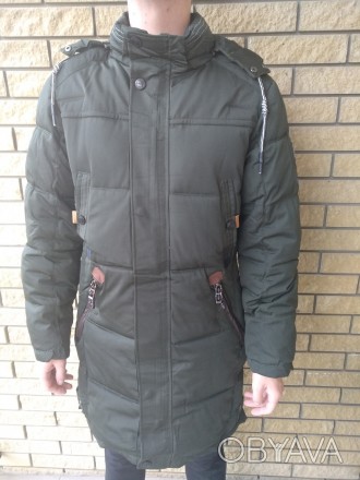 Куртка мужская зимняя модная удлиненная очень теплая на холлофайбере ERT FASHION. . фото 1