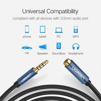 AUX 3.5mm удлинитель Ugreen AV118 - это надежный 4х пиновый аудио кабель AUX 3.5. . фото 6