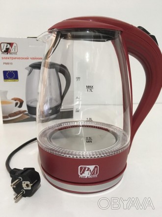 
Чайник стеклянный PROMOTEC PM-810 Бордовый
Электрический стеклянный чайник с Le. . фото 1