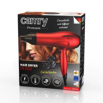 Фен для волос Camry CR 2253 2600 Вт концентратор/диффузор красный
Фен Camry CR-2. . фото 4