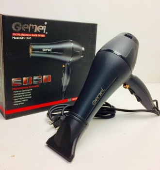 
Фен для укладки волос Gemei GM-1763
 Профессиональный мощный фен для укладки во. . фото 7