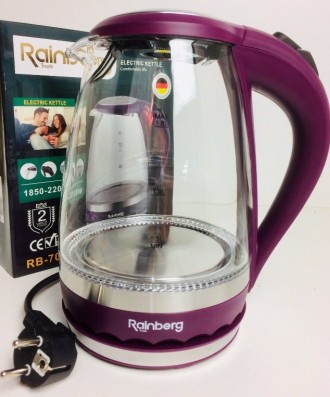 Чайник электрический стеклянный Rainвerg RB-701Стеклянный электрический чайник R. . фото 3