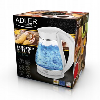 Чайник электрический стеклянный Adler AD 1274 1.7 л белый
Электрочайник стеклянн. . фото 6