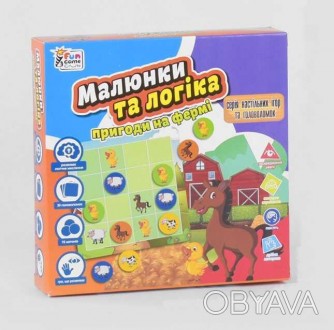 Настільна гра "Малюнки та логіка Пригоди на фермі" "4FUN Game Club" укр. мовою, . . фото 1