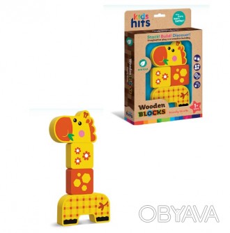 ![CDATA[Дерев"яна іграшка Kids hits жирафа 4 деталі кор. 18,5*27,9*3 см /40/ Раб. . фото 1
