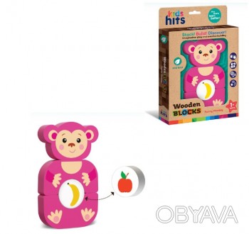![CDATA[Дерев"яна іграшка Kids hits мавпочка 4 деталі кор. 18,5*27,9*3 см /40/ Р. . фото 1
