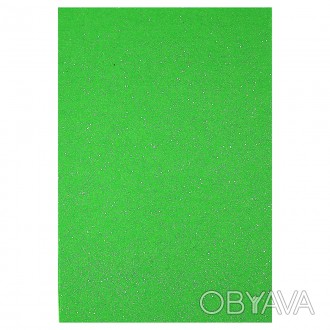 ![CDATA[Фетр HARD 170GSM 1,2мм "Зеленый" Glitter 10PC/OPP A4, 1шт/этик. UA Работ. . фото 1