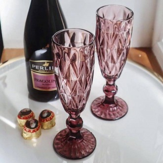 Келих для шампанського Смарагд рожевий OLens на 150 мл виготовлений зі скла. Кел. . фото 2