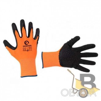 Захисні рукавиці INTERTOOL SP-0118 з латексним покриттям, призначені для захисту. . фото 1