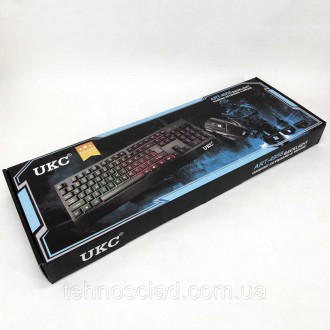 Клавіатура з мишкою провідна з підсвічуванням UKC M-710 мембранна повнорозмірна . . фото 9