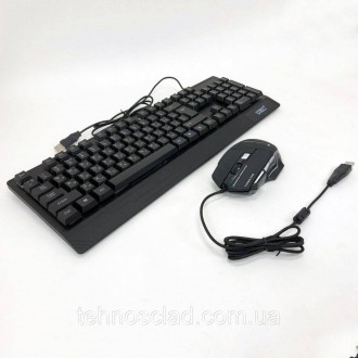 Клавіатура з мишкою провідна з підсвічуванням UKC M-710 мембранна повнорозмірна . . фото 5