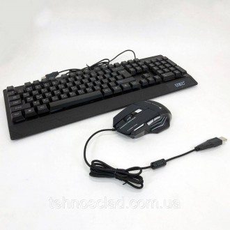 Клавіатура з мишкою провідна з підсвічуванням UKC M-710 мембранна повнорозмірна . . фото 7