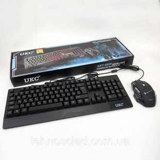 Клавіатура з мишкою провідна з підсвічуванням UKC M-710 мембранна повнорозмірна . . фото 8