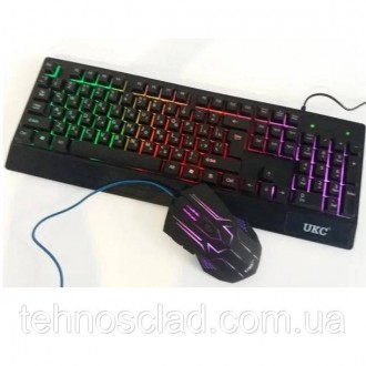 Клавіатура з мишкою провідна з підсвічуванням UKC M-710 мембранна повнорозмірна . . фото 6