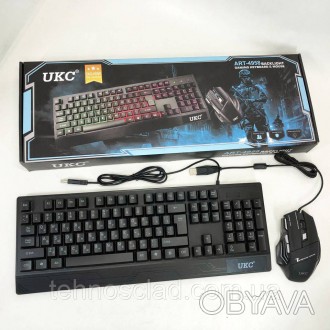 Клавіатура з мишкою провідна з підсвічуванням UKC M-710 мембранна повнорозмірна . . фото 1