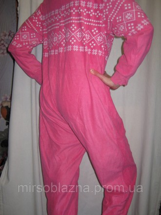  Пижама кигуруми Love to lounge женская б/у розовая с белым рисунком на флисе ра. . фото 3