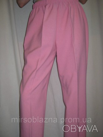 Брюки женские б/у, розового цвета, однотонные, сверху на резинке, размер 46-48 в. . фото 1