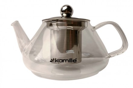 Чайник скляний вогнетривкий Kamille — 450 мл із заварником. . фото 2