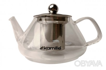 Чайник скляний вогнетривкий Kamille — 700 мл із заварником. . фото 1