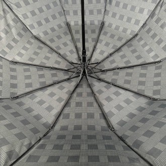 Зонт полуавтомат в клетку на 10 спиц от фирмы Bellissimo, надежный и практичный . . фото 7