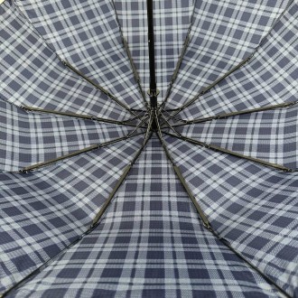 Зонт полуавтомат в клетку на 10 спиц от фирмы Bellissimo, надежный и практичный . . фото 8