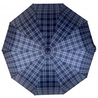 Зонт полуавтомат в клетку на 10 спиц от фирмы Bellissimo, надежный и практичный . . фото 4
