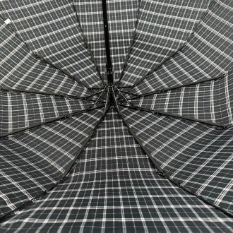 Зонт полуавтомат в клетку на 10 спиц от фирмы Bellissimo, надежный и практичный . . фото 8