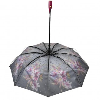 Женский зонтик-полуавомат с ярким принтом цветов и капель дождя от Toprain.
Высо. . фото 5