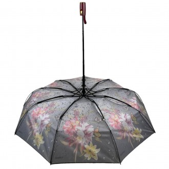 Женский зонтик-полуавомат с ярким принтом цветов и капель дождя от Toprain.
Высо. . фото 7