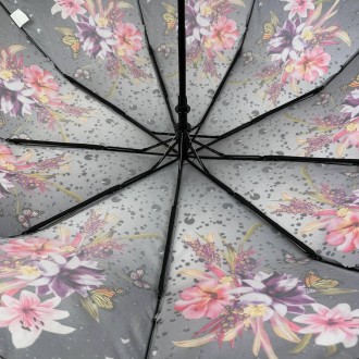 Женский зонтик-полуавомат с ярким принтом цветов и капель дождя от Toprain.
Высо. . фото 8