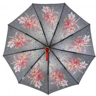 Женский зонтик-полуавомат с ярким принтом цветов и капель дождя от Toprain.
Высо. . фото 5