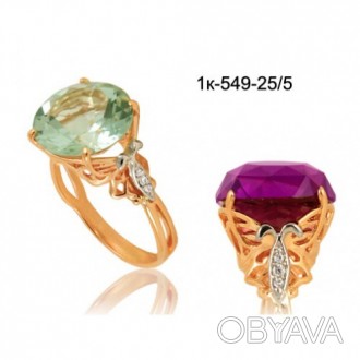Обворожительный женский перстень с зеленым или лиловым аметистом на Ваш выбор - . . фото 1